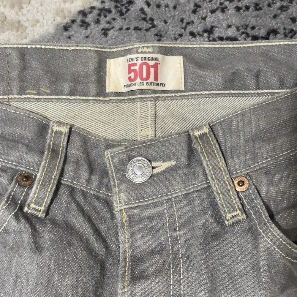 Levis 501 Jeans Men 32x30 Gray‎ Button Fly Denim Honeycomb Faded Straight Y2K
